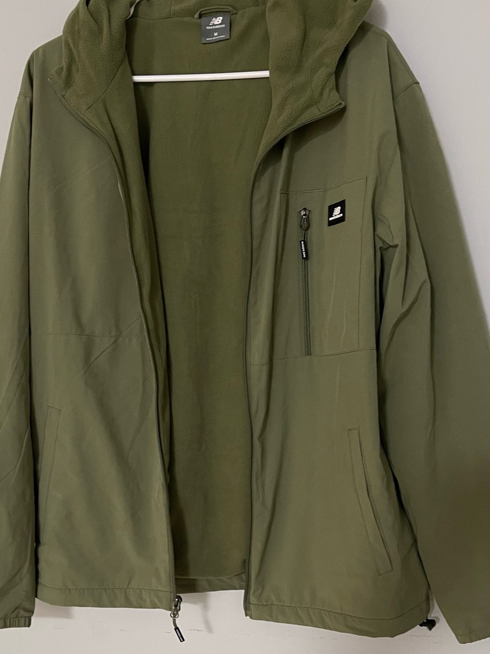 New Balance Olive Hooded Fleece Jacket - Picture 1 of 5